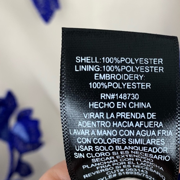 NWT Beige by Eci blue embroidered Floral A-line flowy tulle dress L - Picture 11 of 11